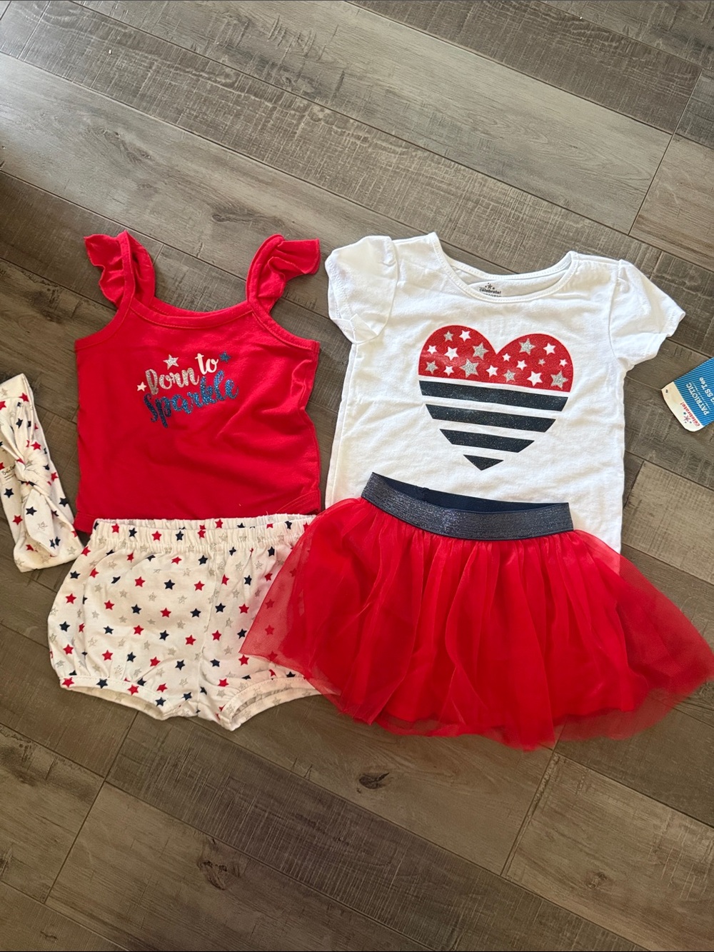 Baby Essentials Red, White & Blue 4-Piece Kids Matching Set